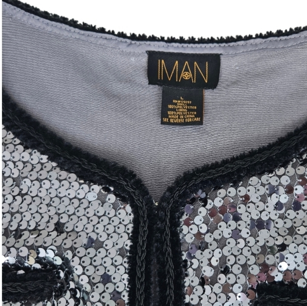 IMAN  Silver Tone Sequins Evening Women's Blazer - Picture 7 of 9